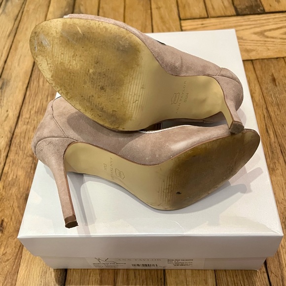 ANN TAYLOR Moira Peep Toe Suede Leather Heels - Picture 4 of 10